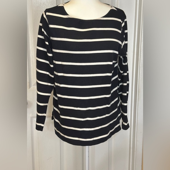 Ann Taylor Tops - Ann Taylor Black White Stripe Polo Preppy Top Size X Small